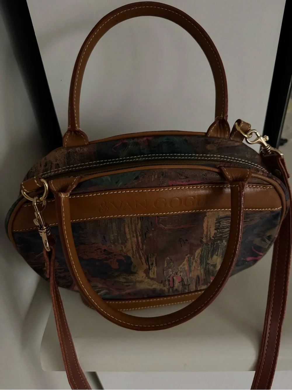 Van Gogh Brown Multi-Color Leather-Trim Satchel